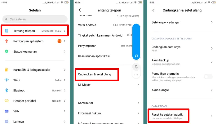 Cara Factory Reset Redmi Note 5A Lite