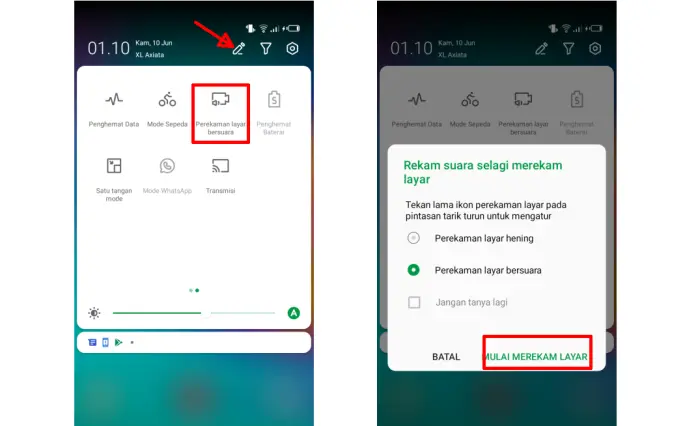 Cara Merekam Layar Infinix Lewat Quick Settings