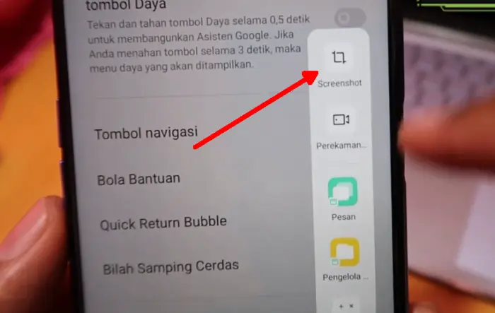 Screenshot Oppo A16 Bilah Samping Cerdas