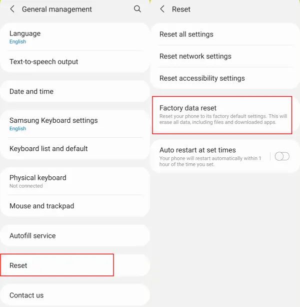 Factory Data Reset Samsung A04E