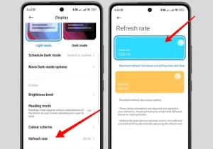 Setting Refresh Rate 120Hz di Xiaomi
