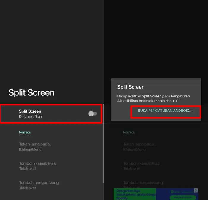 Aktifkan Split Screen