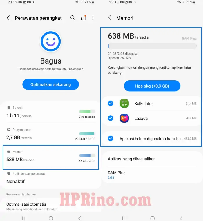 Cek Sisa RAM Melalui Pengaturan Samsung A04e