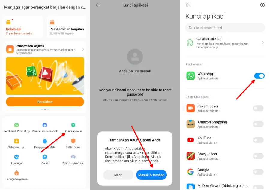 Mengunci Aplikasi Redmi Note 11 Menggunakan Aplikasi Security