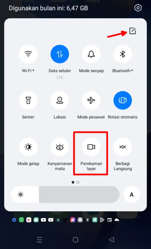 Merekam Layar Melalui Quick Panel Realme