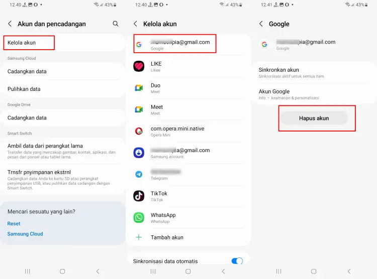 Hapus Akun Google Melalui Pengaturan