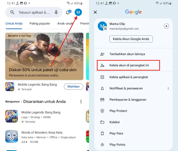 Hapus Akun Google Melalui Play Store