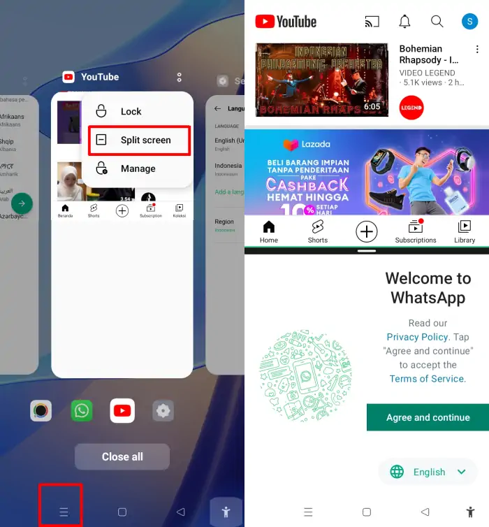 Cara Split Screen Realme C25 via Recent Apps