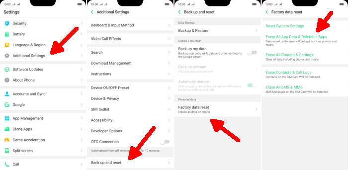 Cara Factory Reset Oppo A12 via Pengaturan