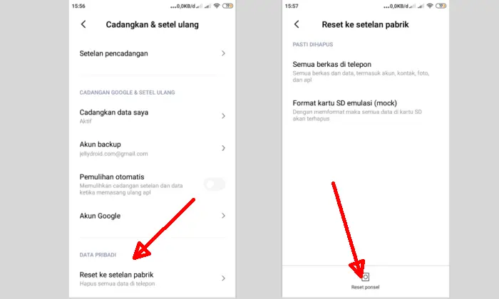 Menu Reset Pabrik Redmi 6A