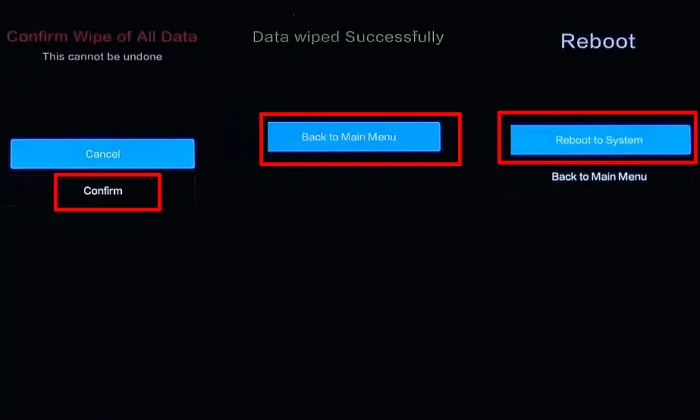 Konfirmasi Wipe All Data