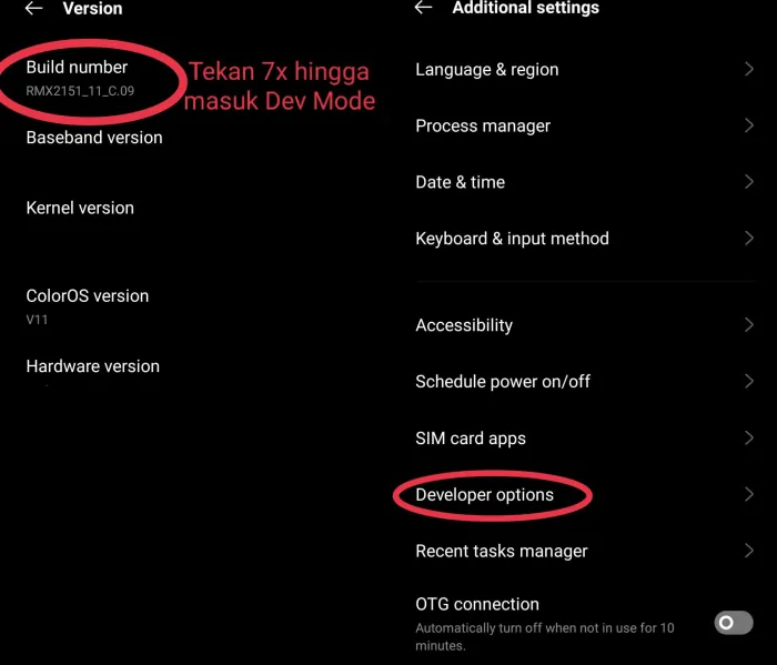 Aktifkan Developer Options Realme