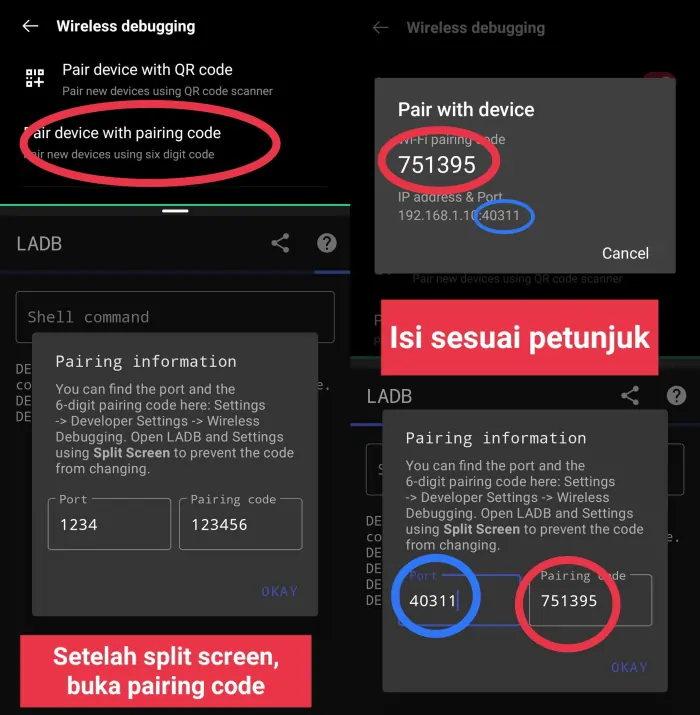 Masukkan Kode Pairing dan Port