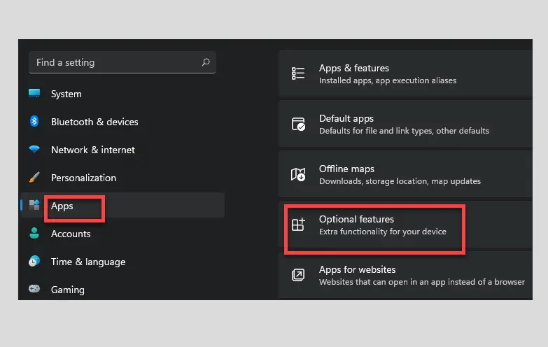 Optional features windows 10